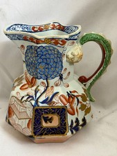 EARLY 19c GEORGIAN MASONS IRONSTONE HYDRA JUG, SNAKE HANDLE c1825