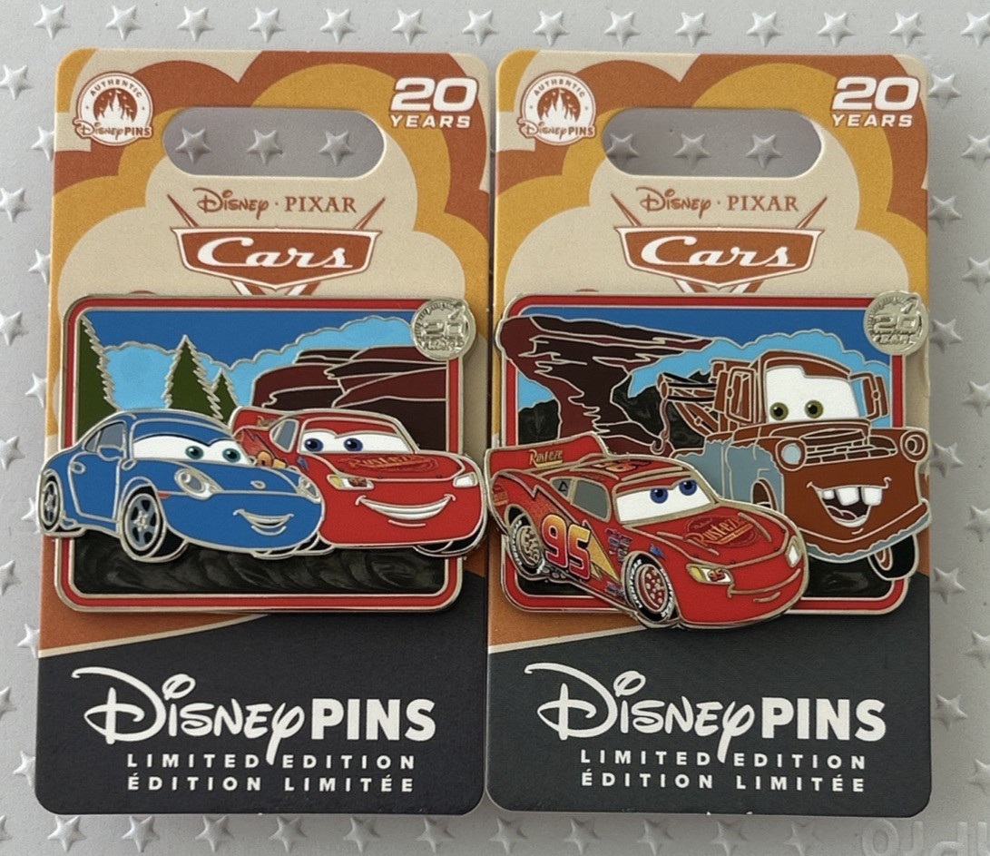 Disney Parks Pixar Cars 20th Anniversary 2 Pin Set LE 3000