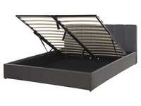 Elegantes Bett Kunstleder Mit Bettkasten Hochklappbar Grau 160 X 200 Cm Dreux