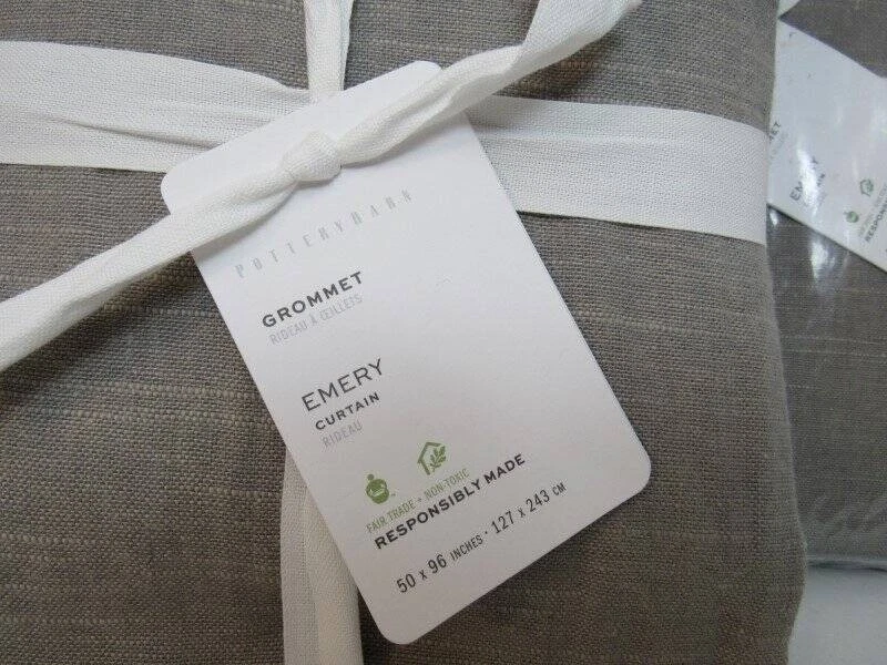 Cortina forrada de algodón con ojal negro esmerilado Pottery Barn 50 x 96" 4 paneles gris nueva con etiquetas Foto 2 de 4