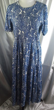 MICHAEL KORS BLUE WHITE PAISLEY SHORT SLEEVE LINED MAXI DRESS SIZE XL