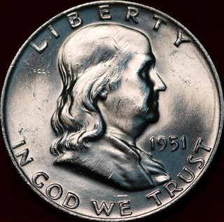 Uncirculated 1951 D Denver Mint Silver Franklin Half