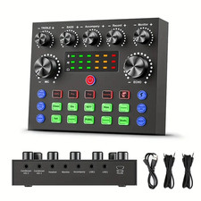 V8S Audio Mixer with Voice Changer,Podcast Mixer,Sound Card for Phone Gaming Kar
