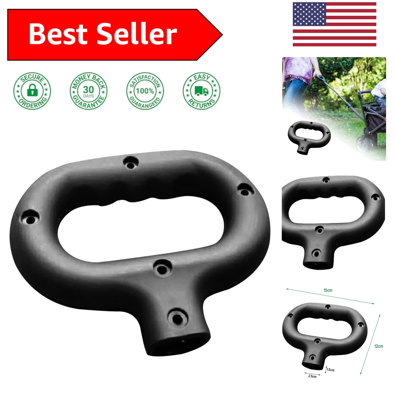 Universal Folding Wagon Push Handle - Lightweight, Durable w