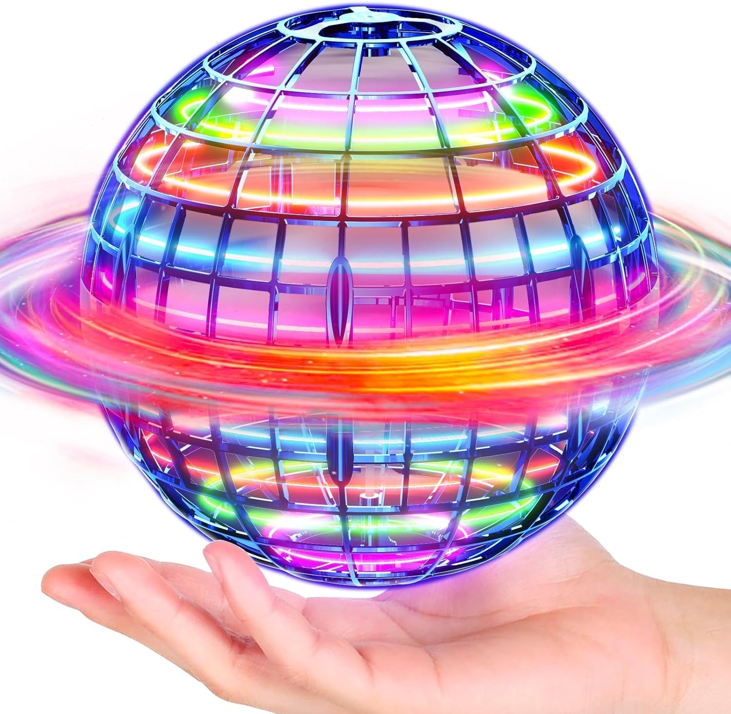 Flying Orb Ball (Blue, 2025 Upgraded) with Dazzling Lights, Magic Hover Spinner,