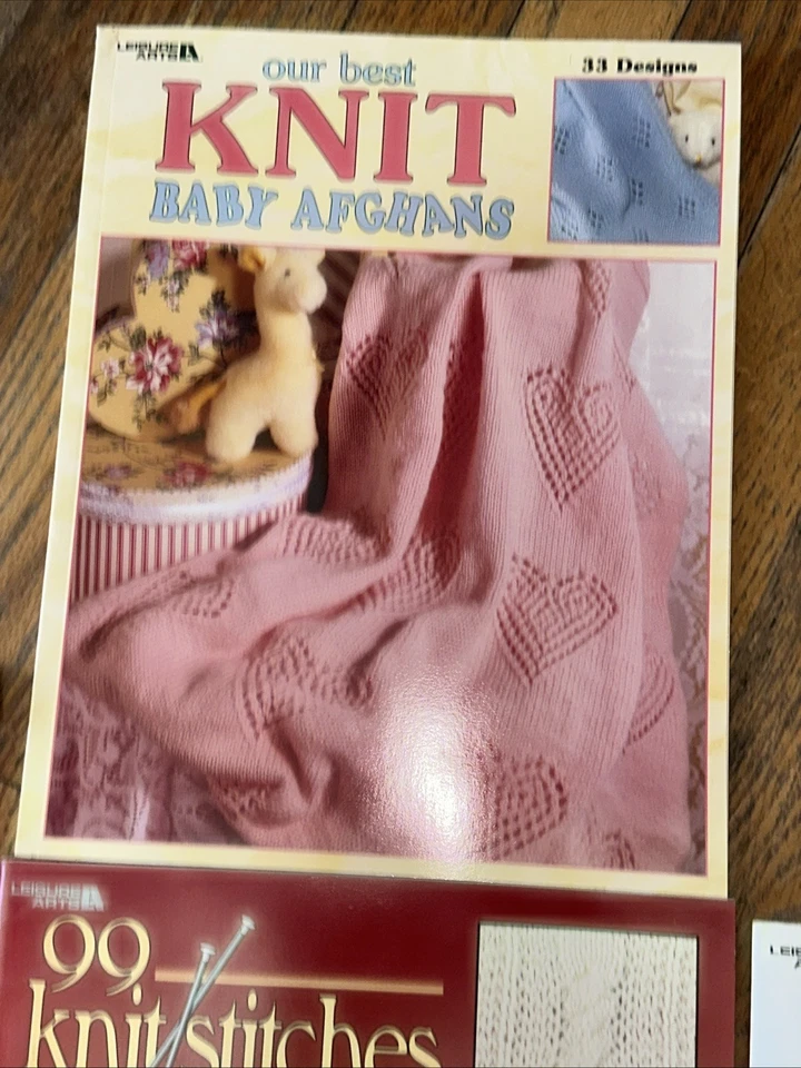 3 Leisure Arts Knitting Books 99 Knit Stitches, Baby Afghans, 10-20-30 Min Bonus - Image 2 of 4
