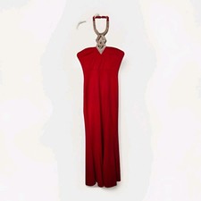 QUIZ Ladies Sexy Red Diamante Halter Neck Evening Party Dress (Size 12)