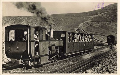 SNOWDON BERGBAHN, ALTE ECHTFOTO POSTKARTE, ZUG (ref 6460/J/24)