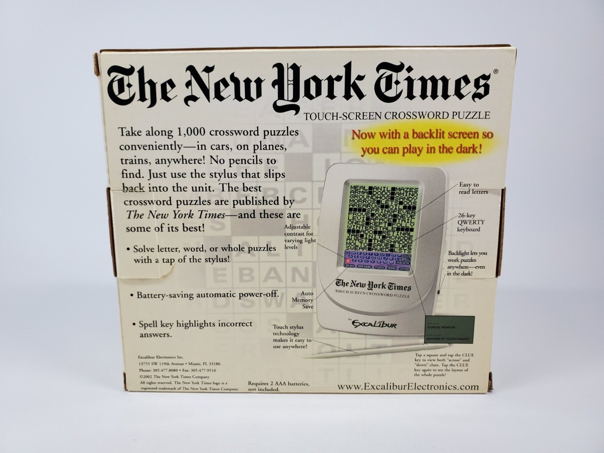 New York Times Electronic Crossword Puzzle w/ Backlit Touch-Screen