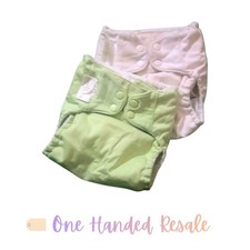 Bum Genius Solid Green White Cloth Diapers OS