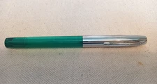 Vintage SHEAFFER Fountain Pen "F" Chrome Green Transparent Barrel