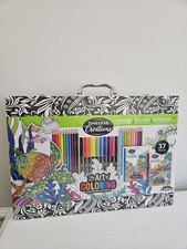 Timeless Creations 37-Piece Art Coloring Studio with Case Pencils Markers Books