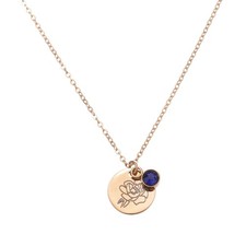 Birth Flower Necklaces, 18K Gold Plated Birthstone, Blue/Rose Gold