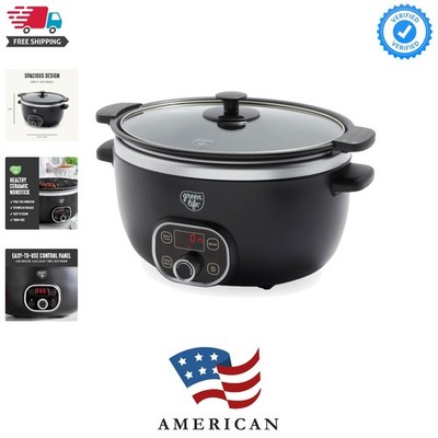 6QT Slow Cooker, Non-Toxic PFAS-Free Ceramic Nonstick Removable Interior Bowl...