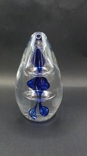 Vintage M Design Art Paperweight Large Size Controlled Bubble Clear Glass