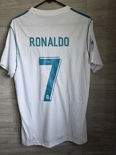 Autographed Authentic White Soccer Jersey CRISTIANO RONALDO Hand Signed BAS COA