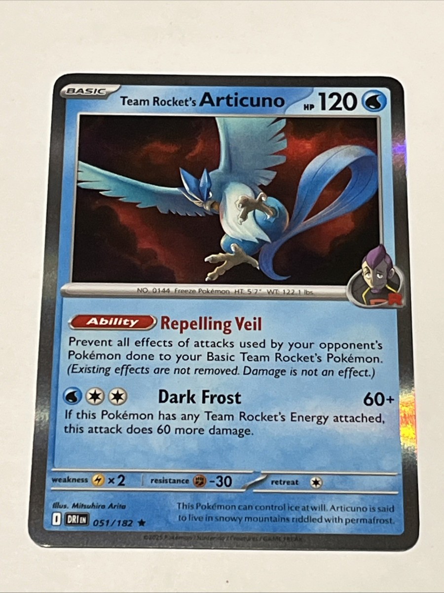 Team Rocket's Articuno - 051/182 - Pokemon TCG Destined Rivals - NM - Holo  Rare