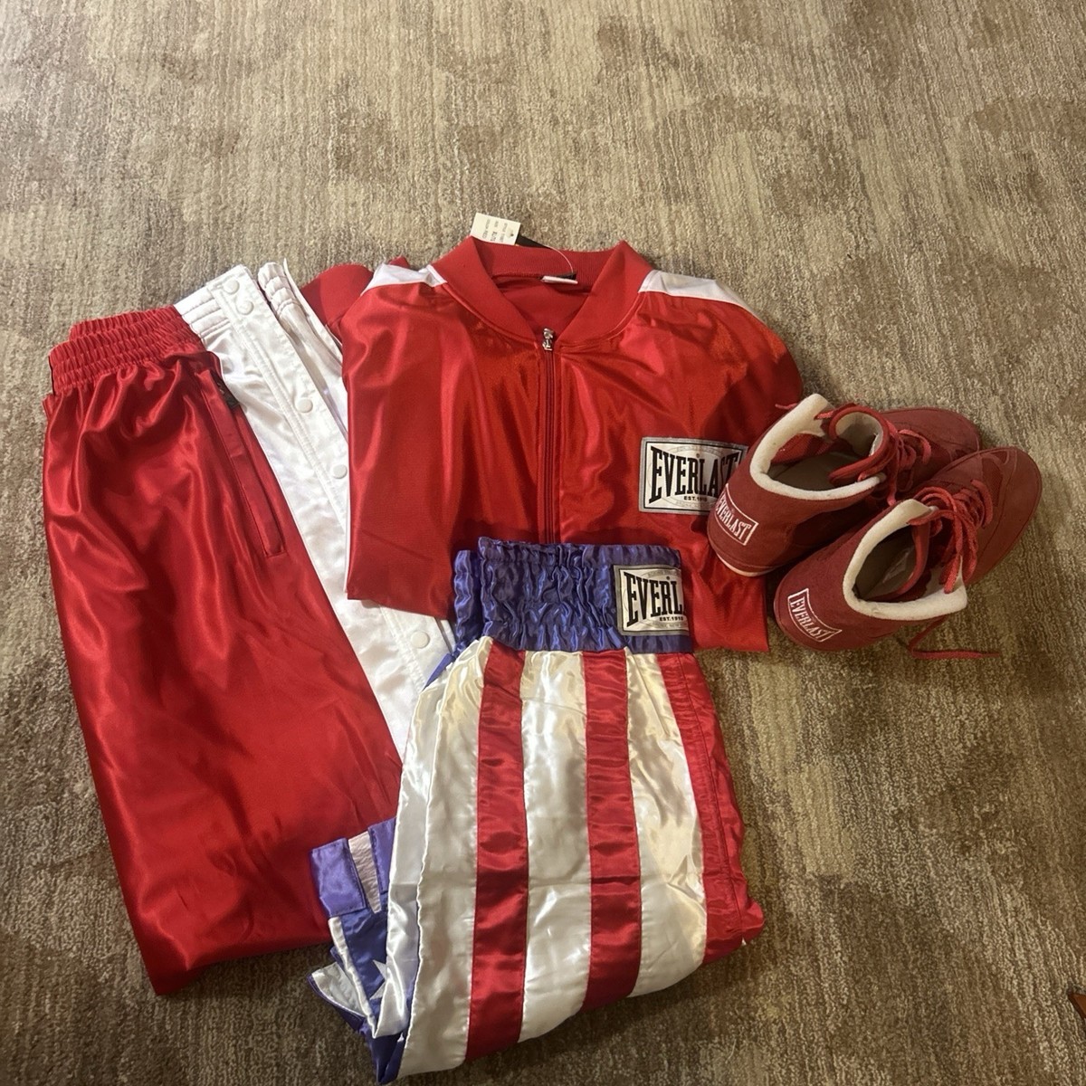 NWT Vintage Everlast Boxing Pants, Jacket, Rocky Shorts and shoes