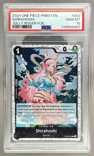 148509497 Shirahoshi 2024 One Piece The Best #OP05-082 Jolly Roger Foil PSA 10
