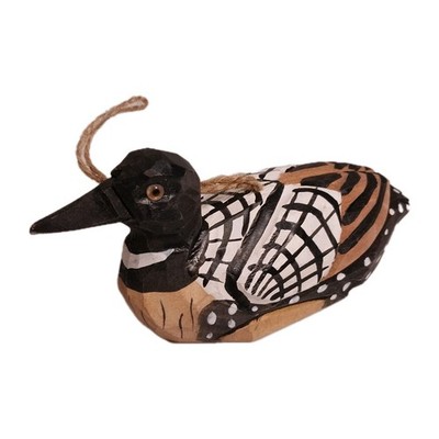 Loon Hanging Ornament Painted Carved Wood Bird Rustic Christmas Decor