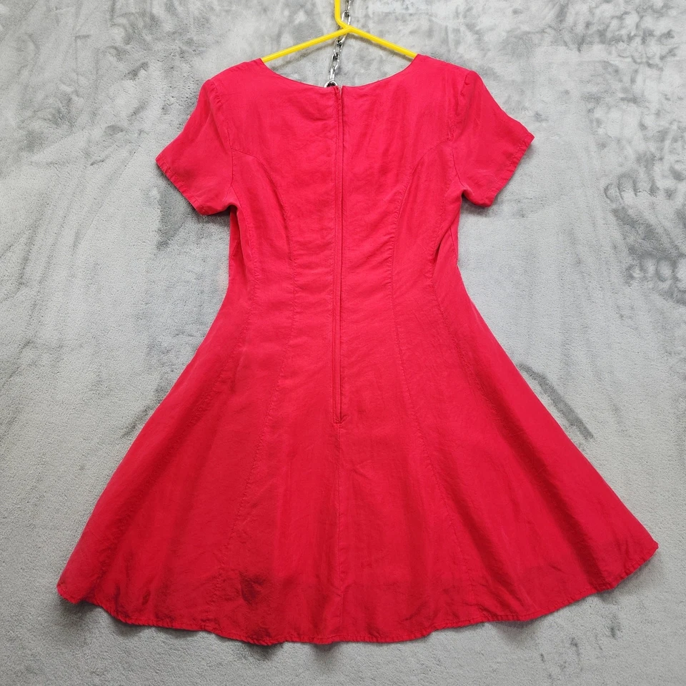 Vintage 80s Jonathan Martin Dress Womens 5 Juniors Pink Silk Short Sleeves Party - Image 2 of 4