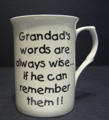 R A LAWRENCE Funny Novelty GRANDAD'S WORDS Fine Bone China Mug Cup Beaker