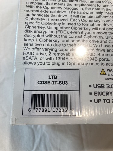 Disque dur crypté BUSlink CipherShield AES HD USB 3.0 eSATA 1 To CDSE-1T-SU3 - Photo 3/11