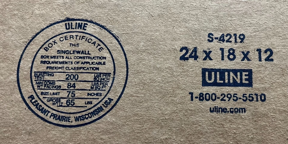 24" x 18" x 12" CARDBOARD BOX - 200 lb - 10 BOX BUNDLE - Image 2 of 3