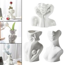 White Human Face Vase Planter Pot Modern Minimalism Nordic Style Ceramic
