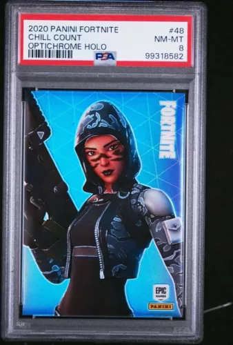 2020 PANINI FORTNITE SERIES 2 USA CHILL COUNT OPTICHROME HOLO #48 PSA NM-MT 8
