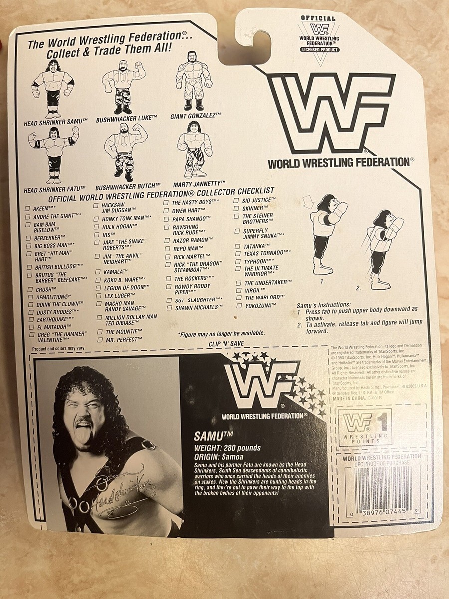 Vintage (1992) WWF Hasbro Headshrinker Samu Wrestling Figure