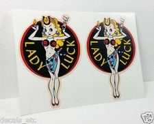 Pair Of 3.5 Lady Luck Vintage Style Decal Vinyl Sticker Rat Rod Racing