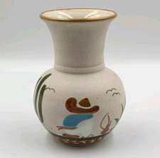 Vintage Mexican Art Pottery Hand Painted Vase Signed