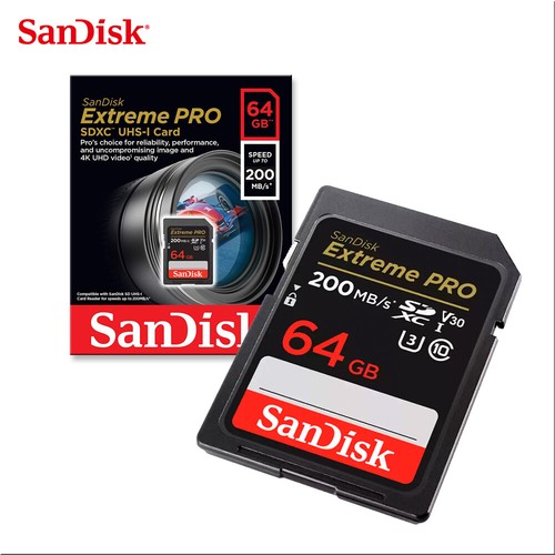NEW SanDisk Extreme PRO 64GB UHSI U3 SDXC 200MB/s 4K UHD Videos Memory