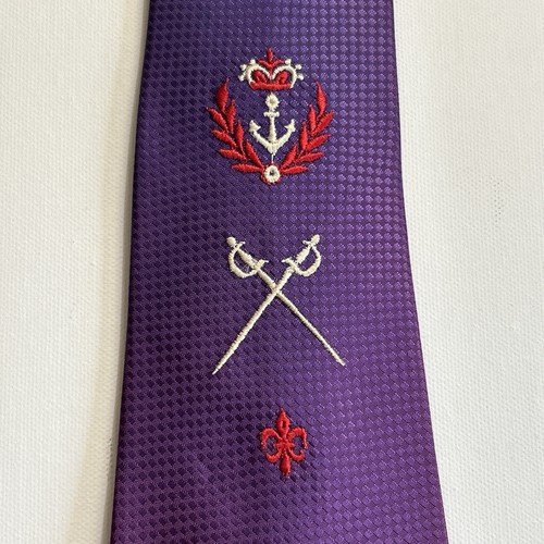 Vtg Tie Skinny 1940’s Purple Red Crest Acetate Habana Brand - Picture 3 of 10