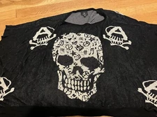 Skull Black & Cream Cotton/rayon Shawl Sweater Women’s Sz M/L Hot Delicious