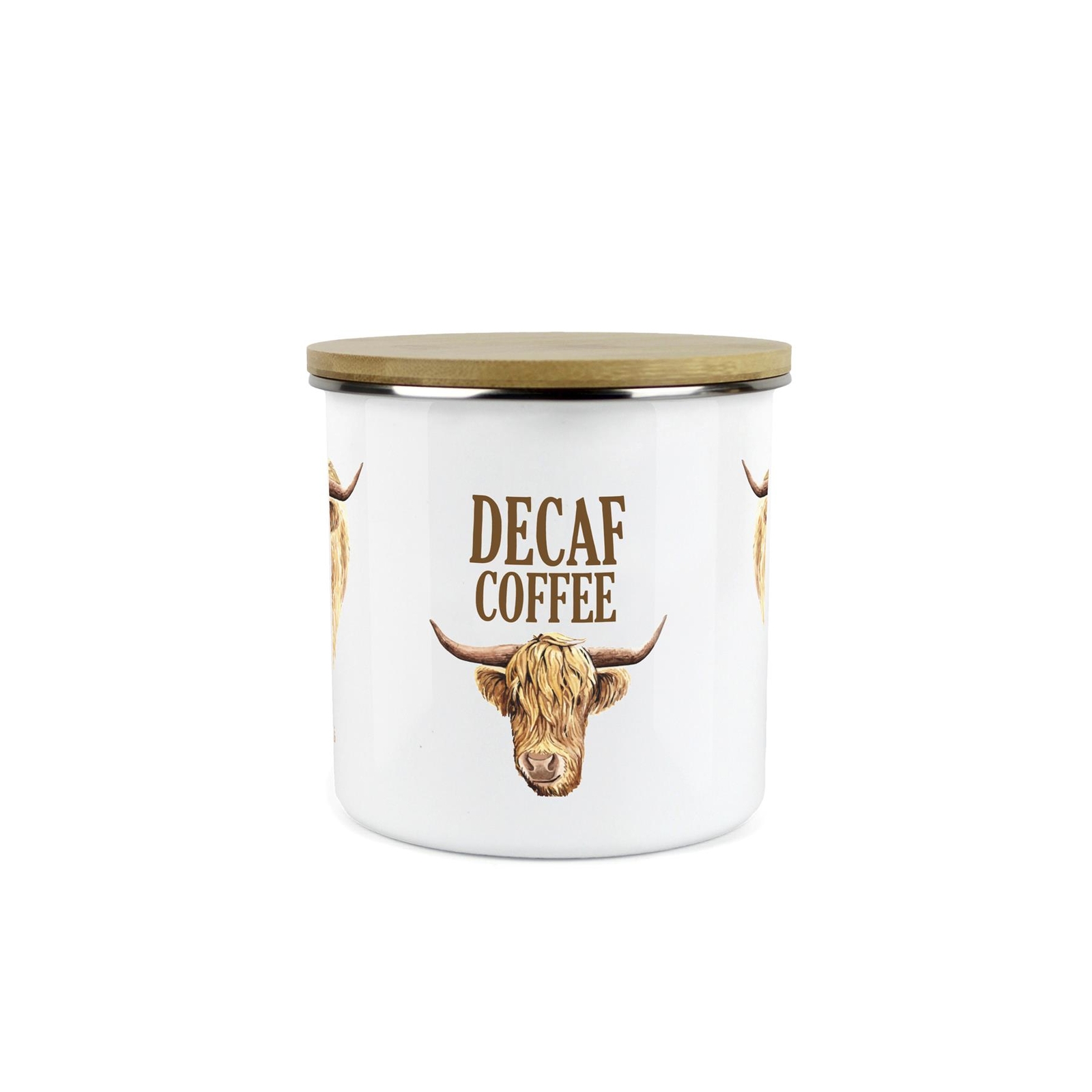 Highland Cow Decaf Coffee Canister - Countryside Animal Medium Kitchen Storage