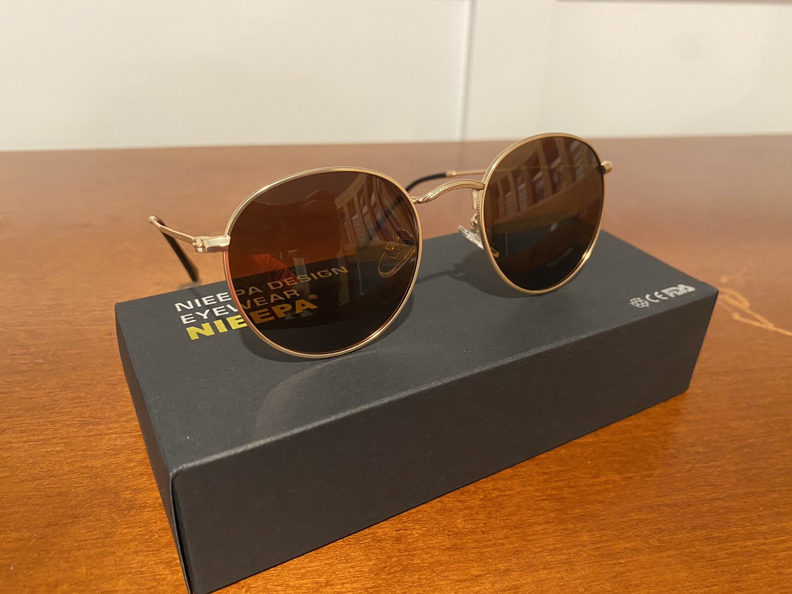 NIEEPA Retro Round Polarized Sunglasses Men Brand Designer Sun Glasses