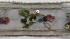 1.5 Inch Black Mesh Trim with Gold Embroidery with multicolor Sequins