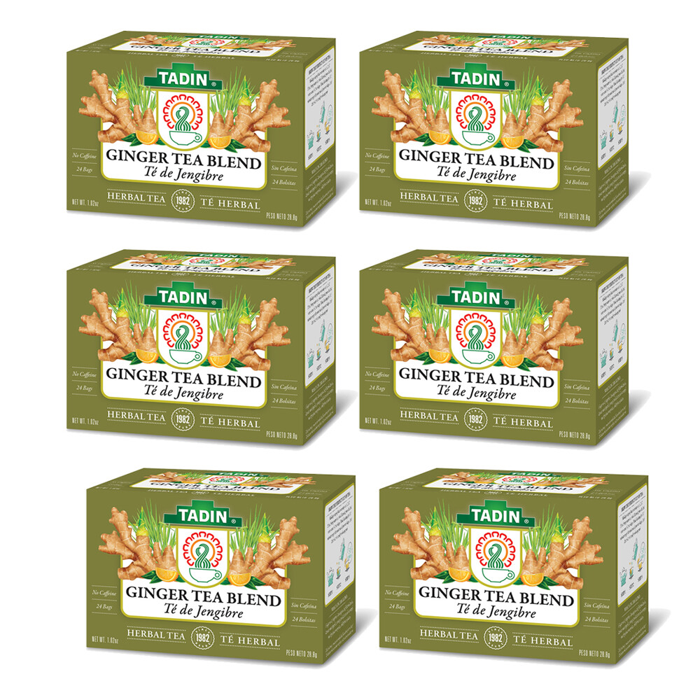 Tadin Ginger Herbal Tea. Supports Healthy Digestion. 24 Bags. 1.02 oz. Pack of 6