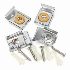 Spring Loaded Mirror Hanger Clips Set Unframed Mirror Mount Clips w/ Screws