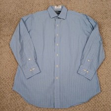 Polo Ralph Lauren Shirt Mens 16.5 Regent Blue Plaid Long Sleeve Button Up Cotton