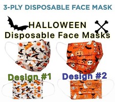 50/100Pcs Disposable Face Mask pumpkin 3-Ply Ear-Loop Mouth Cover USA Seller