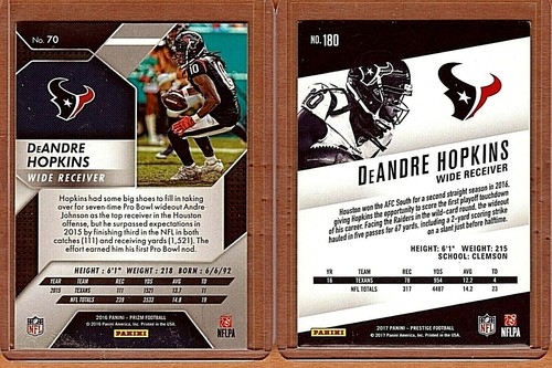 2016 PRIZM,2017 prestige ""DEANDRE HOPKINS"" LOT X2""TEXANS"" - Picture 3 of 3