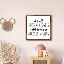 1PC Funny Rustic Bathroom Signs Wood Decor Humorous Farmhouse Wall Art