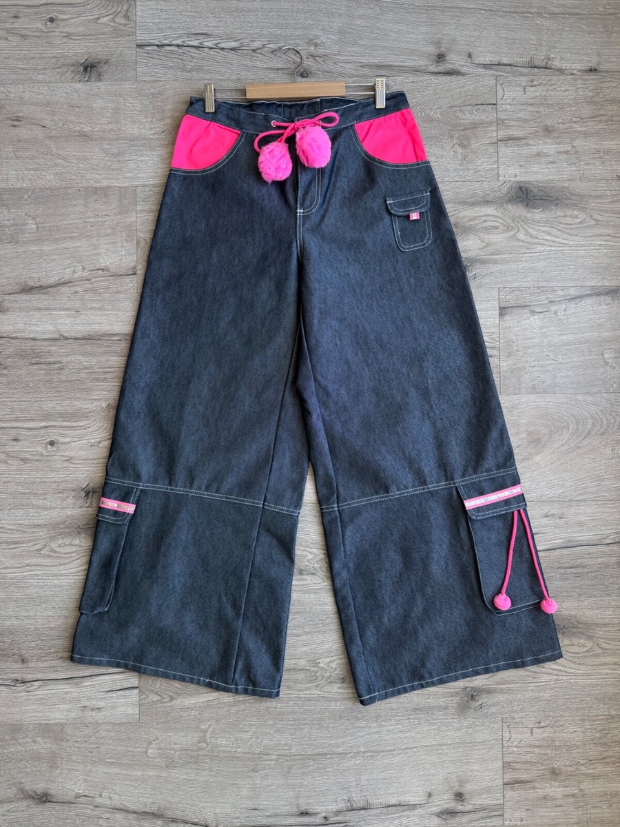 Auraze For Beau Baker 90s Rave Wide Leg Denim Pants Vintage | eBay