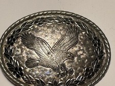Vintage Belt Buckle Eagle Silver Tone Made in USA