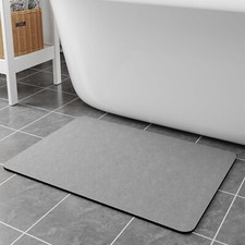 Bath Mat Diatomaceous Shower Mat, Non Slip Super Absorbent Quick Dry, Grey