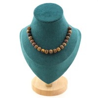 Steine Und MinéRaux. Halskette 20 Perlen Tigerauge Matt 8 Mm. Kette Stahl