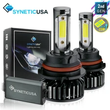 Syneticusa 9007 High Power COB LED Headlights Hi/Low Beam 6000K White Bulbs Pair